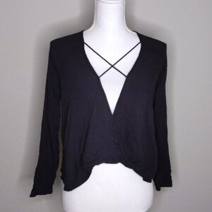 UO Silence+Noise Mayfair Plunge Surplice Top